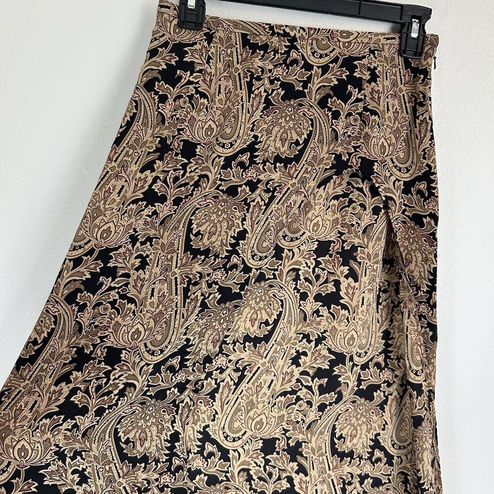 Talbots Black and Tan Paisley Midi Skirt - Picture 2 of 5